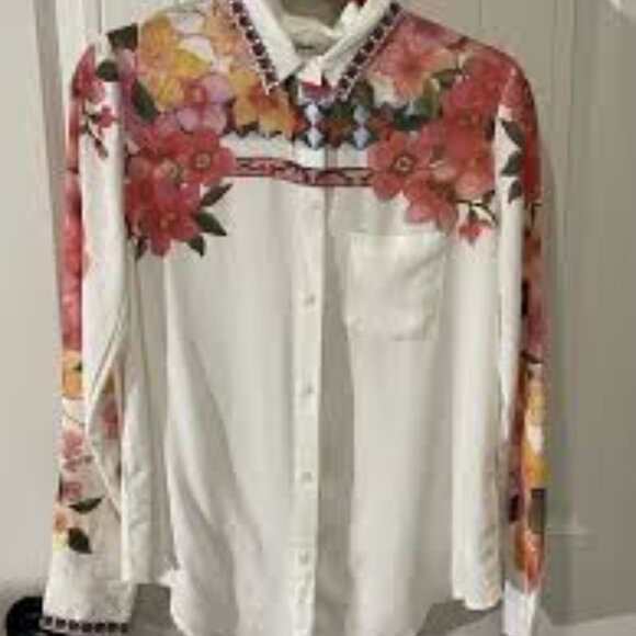 Desigual Women's Laurene Vibrant Romantic Floral Shirt Festival Boho SZ XS - Picture 9 of 10